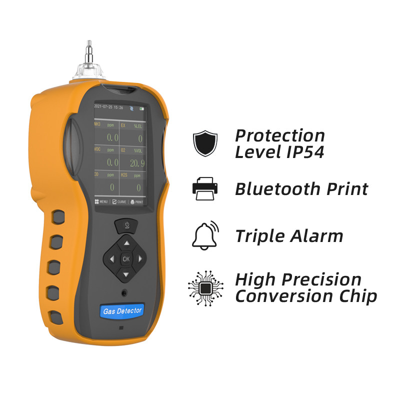 TFT LCD Display CO H2S CO2 pid voc NH3 NO2 SO2 Portable Multi Gas Detector For Gas Leak Test